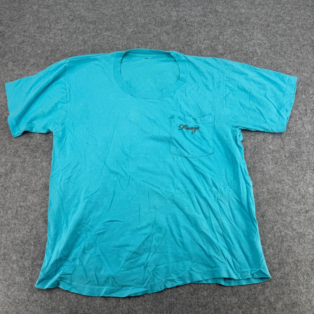 Vintage Forenza Turquoise Blue Pocket T-Shirt Single Stitch Mens Medium 191